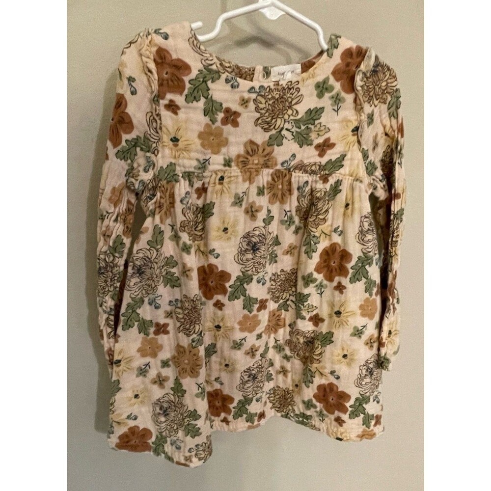 Angel Dear Floral Girl Linen Cotton Dress, Size 5T